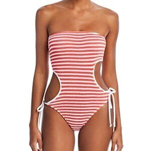Cleonie Seadream Striped Maillot Ribbed One Piece Swimsuit Size One Multicolor